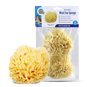 Pacote com 2 banheiras de lã natural Sea Sponge Baby Buddy para recém-nascidos
