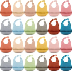 Babadores de silicone Tioncy para bebês e crianças pequenas, 24 unidades à prova d`água