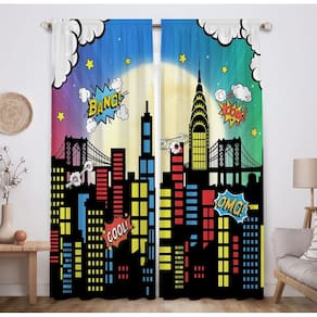 Cortinas de janela Allenjoy Superhero Super City 210x213cm Microfibra