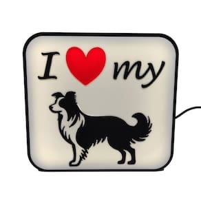 Luminária Border Collie Pet Cachorro Led Abajur Mesa 3D