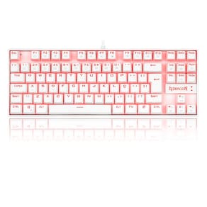 Teclado Mecânico Redragon Kumara Lunar White Single Color LED Vermelho Switch Azul