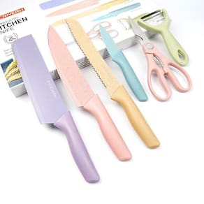 Kit Jogo De Facas Coloridas 6pcs Chef Cozinha Churras Cor Pasteles