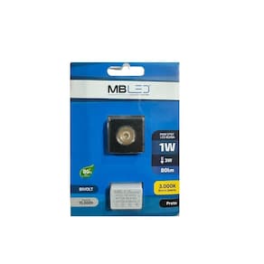 Mini Spot Led De Embutir Quadrado 1w 3000k Preto