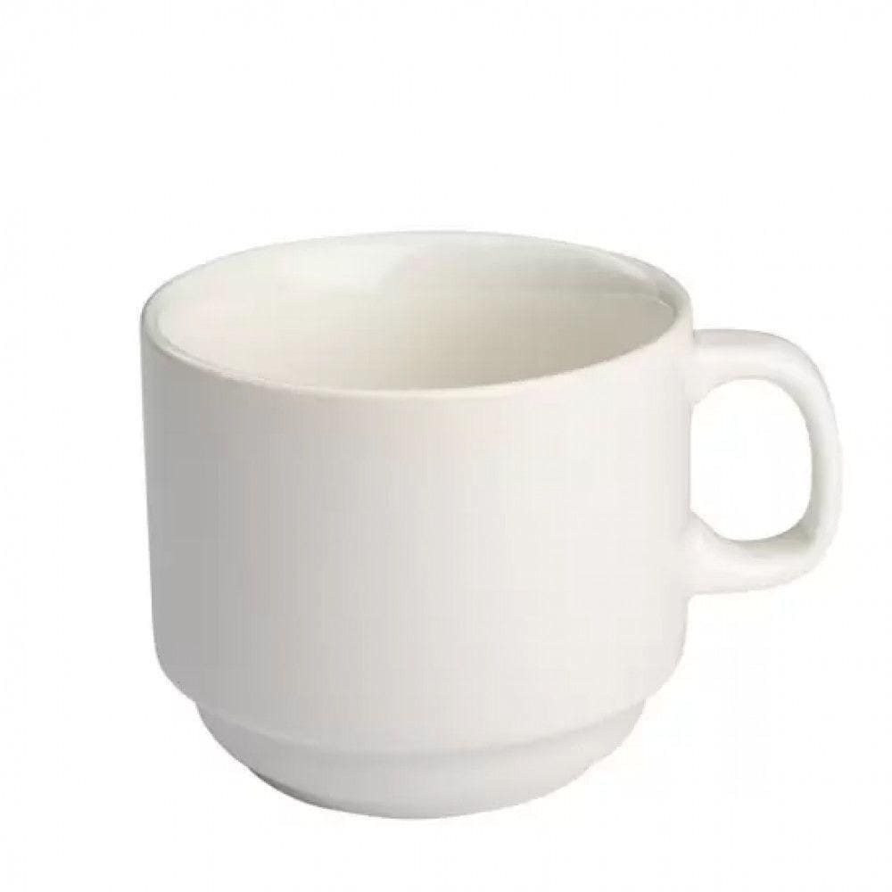 Jogo 24 Xicaras Cha Branca S/pires Empilhavel 200ml Porcelart