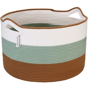 Cesta de armazenamento Sea Team XXXL Cotton Rope 56L verde e marrom