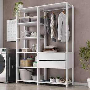 Armário Multiuso De Lavanderia Modulado 135cm 2 Peças Multimóveis Mp5058 Branco