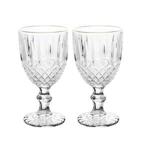 Jogo 2 Taça De Vidro Transparente Com Borda Dourada Fio De Ouro Greek 345ml Wolff