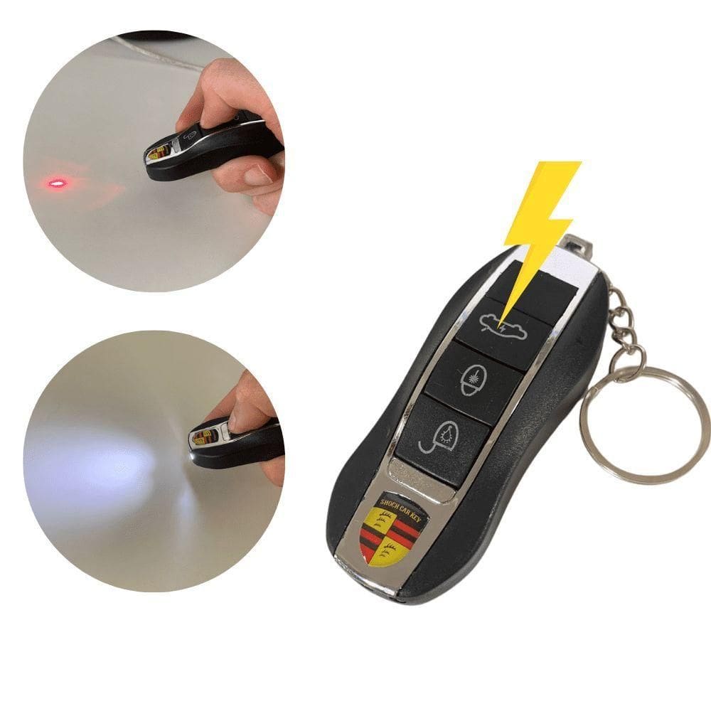 Pegadinha Chaveiro Chave Que Da Choque 2.0 Com Lanterna E Laser