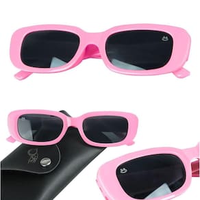 Oculos Sol Retro Proteção Uv Infantil Rosa + Case Menina Presente Qualidade Premium