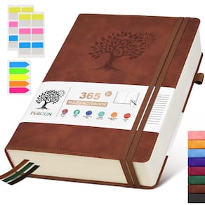 Caderno de jornal PERCUN B5 forrado com capa de couro de 365 páginas
