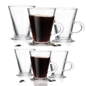 Jogo 6 Xicaras Caneca Capuccino Kit Taca Cafe Copo Alto Torre Expresso Chocolate Conjunto Dolce Gusto Grande 265ml