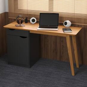 Escrivaninha Com Porta Viana Preto Acetinado Cinamomo