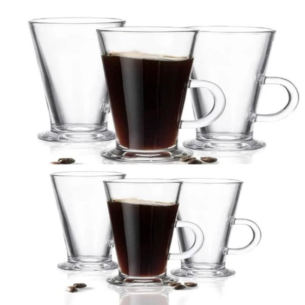 Jogo 6 Xicaras Caneca Capuccino Kit Taca Cafe Copo Alto Torre Expresso Chocolate Conjunto Dolce Gusto Grande 265ml