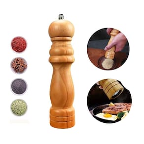Moedor De Pimenta Sal Grãos Temperos De Madeira Manual 22cm
