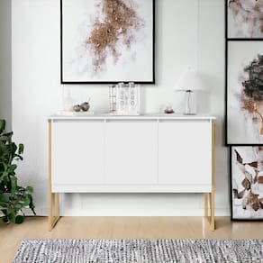 Buffet Aparador com 3 Portas Miami Branco Dourado