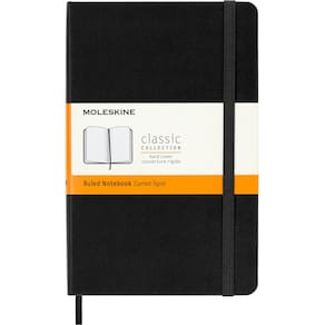 Caderno Moleskine Classic, capa dura, preto médio, 208 páginas