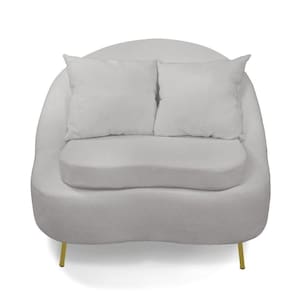 Poltrona Decorativa Orgânica Pé Ferro Dou Zaya Bouclê Cinza