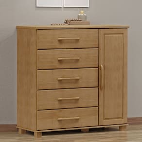 Cômoda Sapateira 5 Gavetas 1 Porta Ouro Freijó Madeira Pinus - Finestra