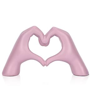 Estatuetas decorativas DOVDOV Estátuas de mão em forma de coração rosa