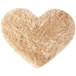 Tapete Luxcell em forma de coração para quarto Shaggy Furry Khaki 70x90cm