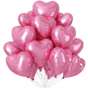Balões em forma de coração Sowide Pink de 18 polegadas, 12 unidades para festa