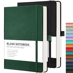 Caderno de diário em branco RETTACY, pacote com 2, 384 páginas, tamanho A5