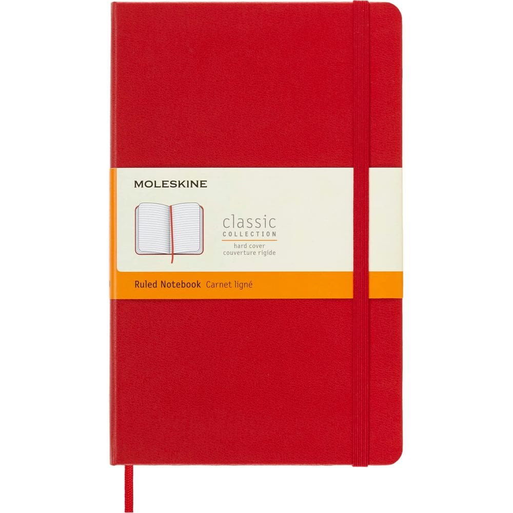 Caderno Moleskine Classic, capa dura, grande, vermelho escarlate