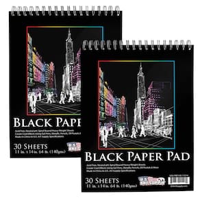 Sketch Pad U.S. Art Supply Premium, preto, 11 x 14 polegadas, pacote com 2, 140 g/m²