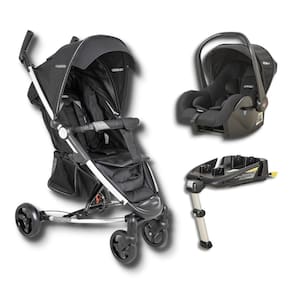 Carrinho De Bebe Helios Ii Melange Preto + Bebe Conforto Casulo Click (415H) + Base Isofix - Kiddo