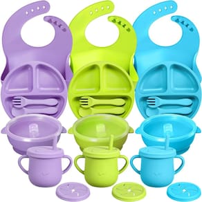 Suprimentos de desmame Baby Led Gerrii com prato e babador divididos