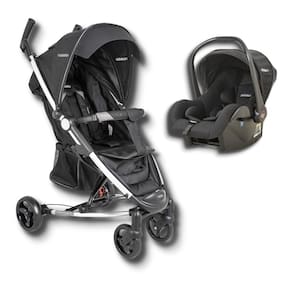 Carrinho De Bebe Helios Ii Melange Preto + Bebe Conforto Casulo Click (415H) - Kiddo