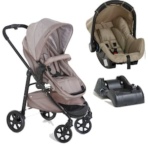 Carrinho Olympus Chocolate + Bebe Conforto Grid + Base - Galzerano