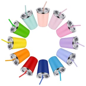 Copo Rommeka Kids Spill Proof 350 ml em aço inoxidável, pacote com 12 unidades