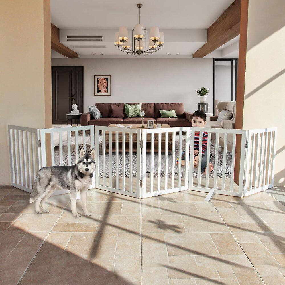 Cerca autônoma interna Dog Gate SFJC 24 cm, 6 painéis, branca