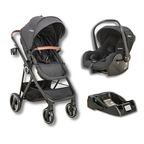 Carrinho Cosmos Melange + Bebe Conforto Casulo Click Para Cosmos Preto + Base - Kiddo