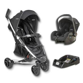Carrinho De Bebe Helios Ii Melange Preto + Bebe Conforto Casulo Click (415H) + Base - Kiddo