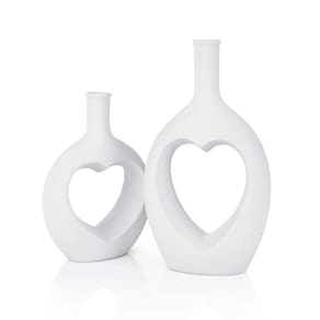 Conjunto de vasos Hismir White Ceramic Hollow em forma de coração (2 unidades)