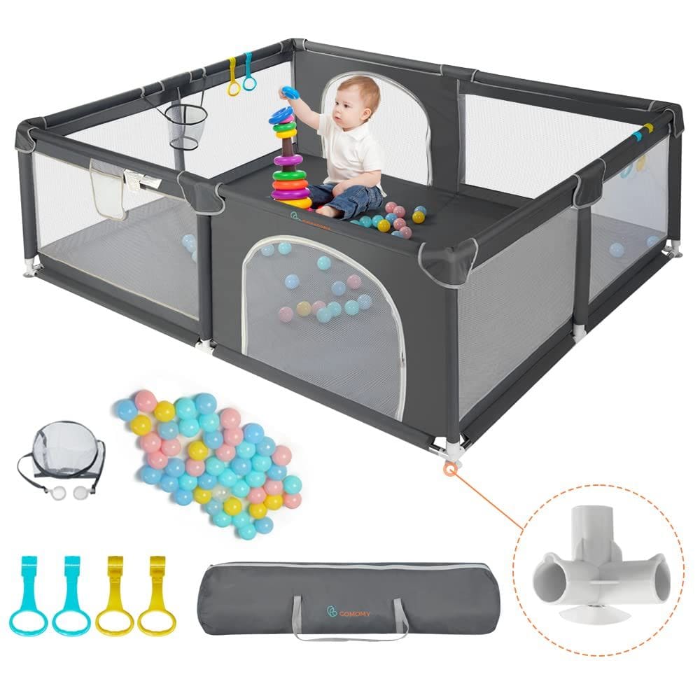 Playpen COMOMY Playard extra grande 79x63 para bebês de 0 a 6 anos