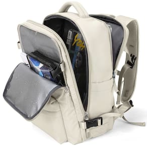 Mochila de viagem WONHOX grande impermeável para mulheres bege