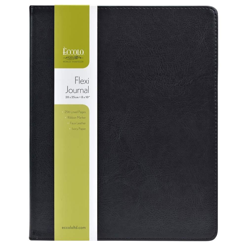 Caderno de diário WORLD TRAVELER Eccolo Simply Black 8x10in