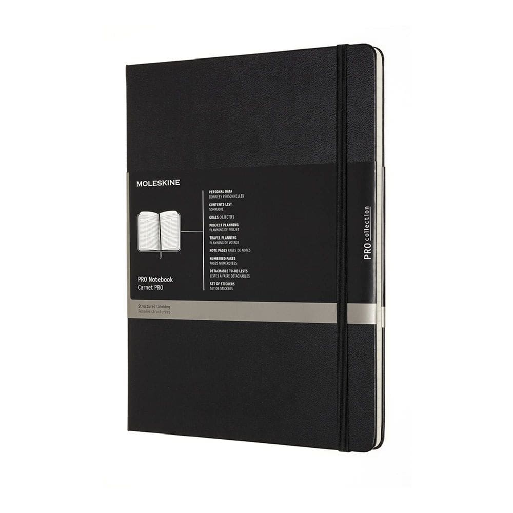 Capa dura preta para notebook Moleskine Professional XL