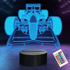 Lâmpada de ilusão 3D Night Light Okiyid F1 Racing Car para meninos