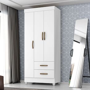 Guarda Roupa Solteiro com 3 Portas Vidigal Branco
