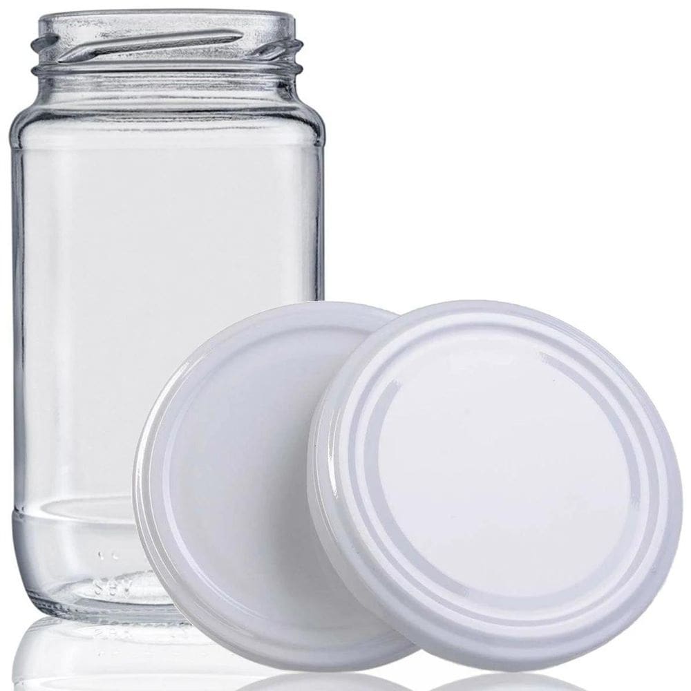 Kit 12 Potes De Vidro Azeitona 355 Ml Com Tampa Branca