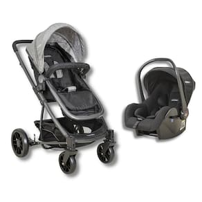 Carrinho Winner Ii Preto/Cinza + Bebe Conforto Casulo Click Preto (415Wpp) - Kiddo