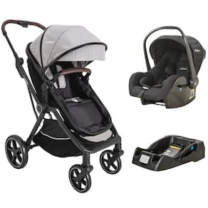 Carrinho Nomad Melange Grafite + Bebe Conforto Casulo (415Npp) + Base - Kiddo