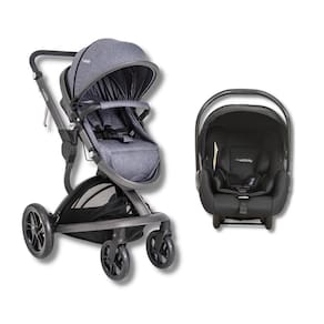 Carrinho Quantum Melange Azul + Bebe Conforto Casulo Click Preto (415Q) - Kiddo