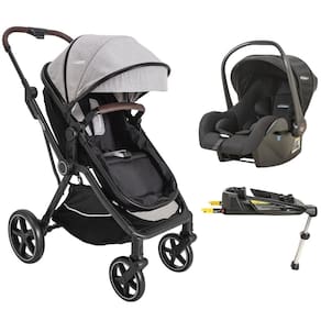 Carrinho Nomad Melange Grafite + Bebe Conforto Casulo (415Npp) + Base Isofix - Kiddo