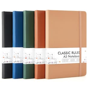 Caderno de diário Feela Bulk, capa dura, clássico, pautado em formato A5, pacote com 5