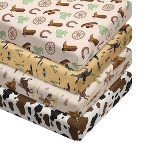 Conjunto de lençóis de berço VitalCozy Western Cowboy para berço padrão